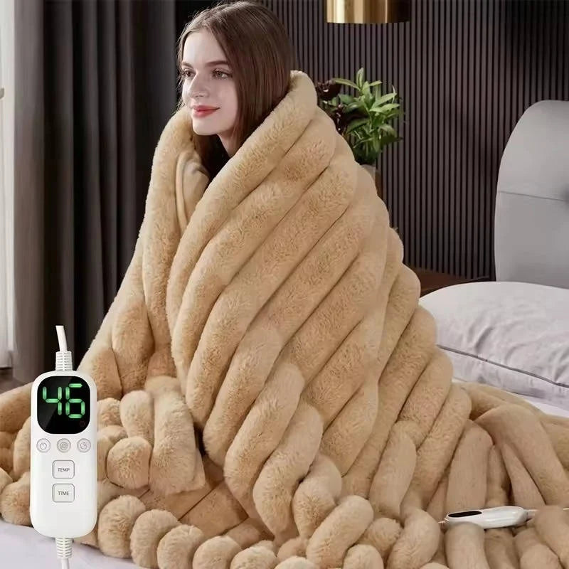 Heated Throw Blanket Faux Fur 12 Heat Settings