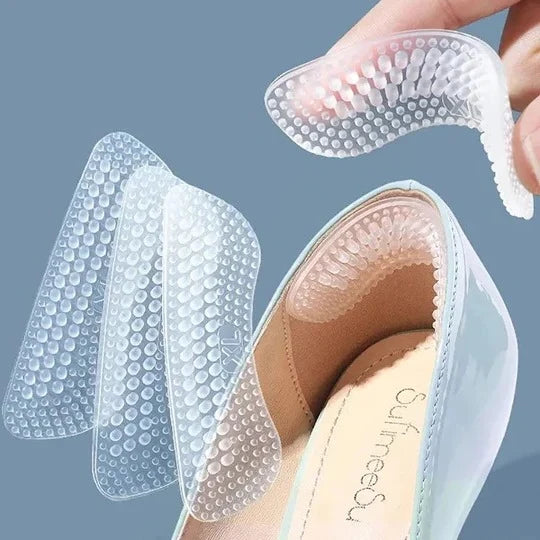 Heel Cushion Inserts Contoured Gel & Textured Surface Clear