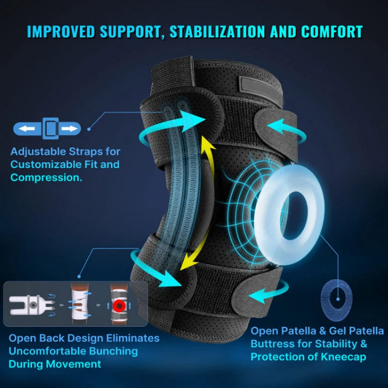Hinged Knee Brace Removable Aluminum Hinges & Gel Patella Pad