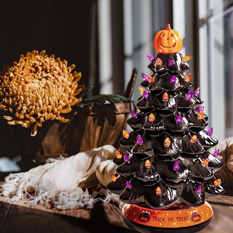 Holiday Tree Dual-Season Purple & Orange LED Battery-Powered