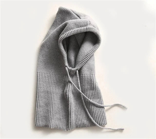 Hooded Hat Cashmere Knit Adjustable Drawstring