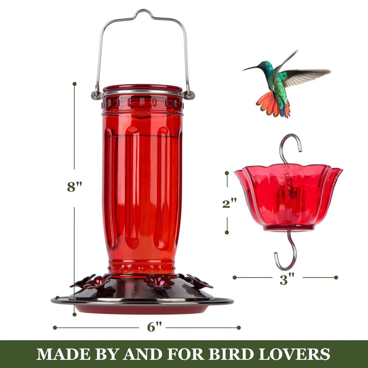 Hummingbird Feeder Six-Flower Ports Glass Ant Moat