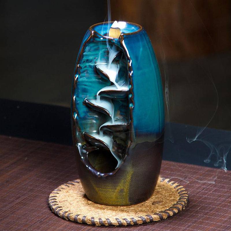 Incense Burner Handmade Ceramic Backflow Waterfall Design
