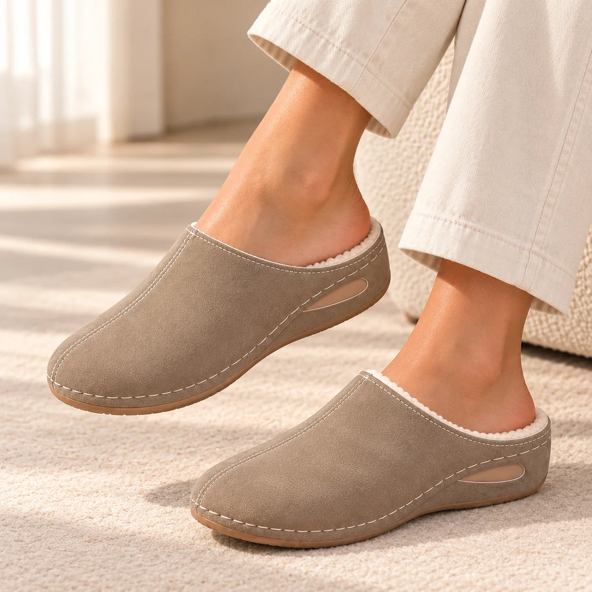 Indoor Slippers Plush Lined Cushioned Arch Support