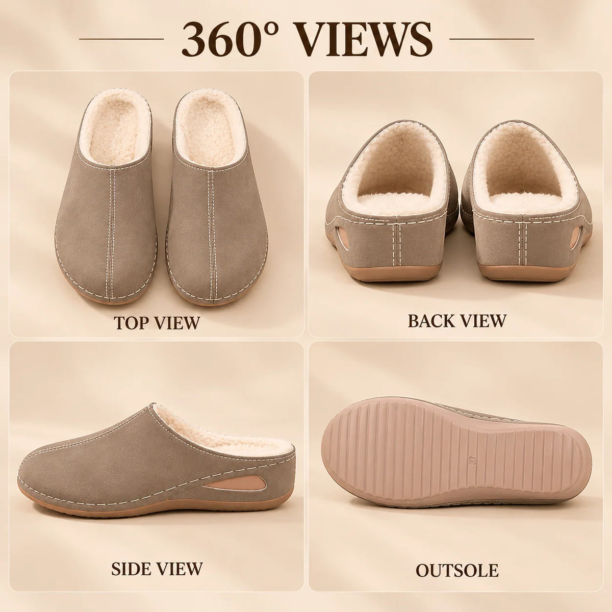 Indoor Slippers Plush Lined Cushioned Arch Support