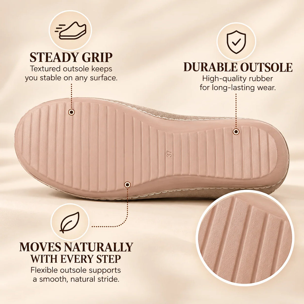 Indoor Slippers Plush Lined Cushioned Arch Support