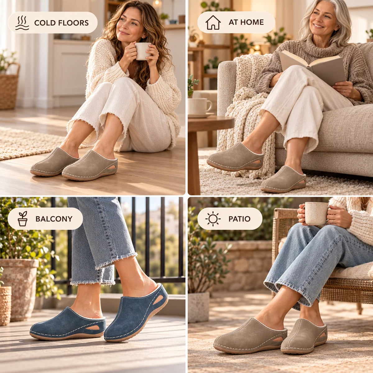 Indoor Slippers Plush Lined Cushioned Arch Support