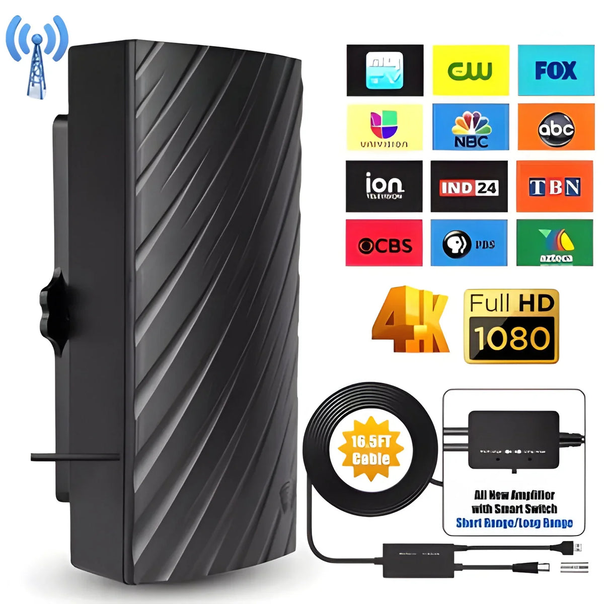 Indoor TV Antenna Long-Range 4K Compatible