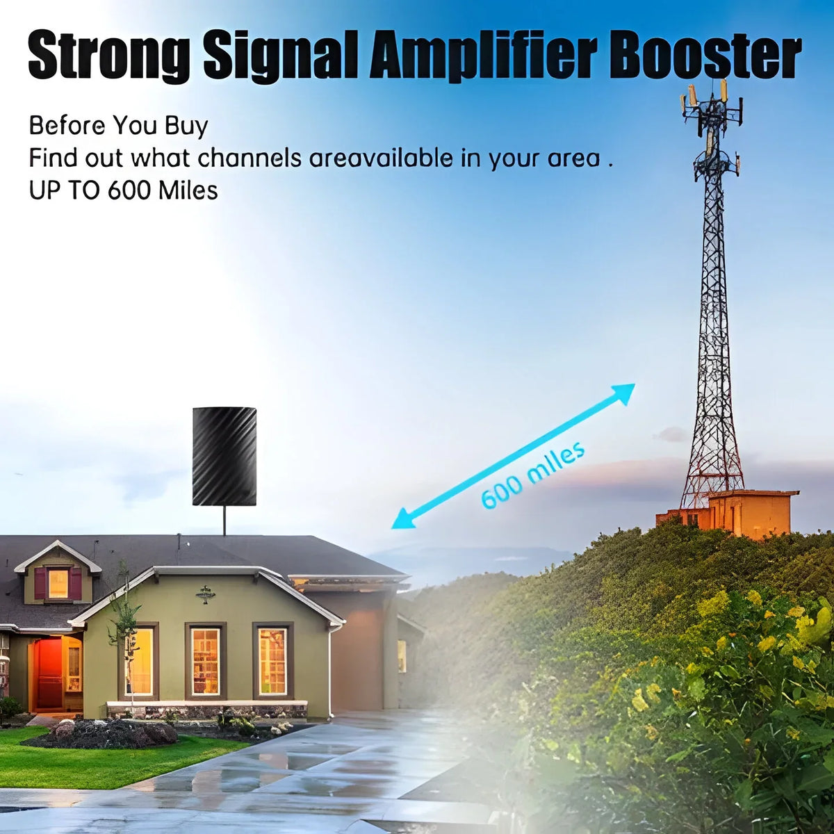 Indoor TV Antenna Long-Range 4K High-Gain