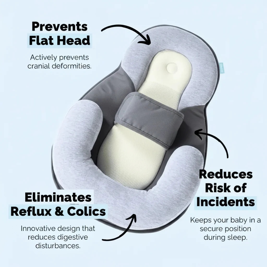Infant Sleep Bed 10° Incline Wrap Belt & Anti-Roll