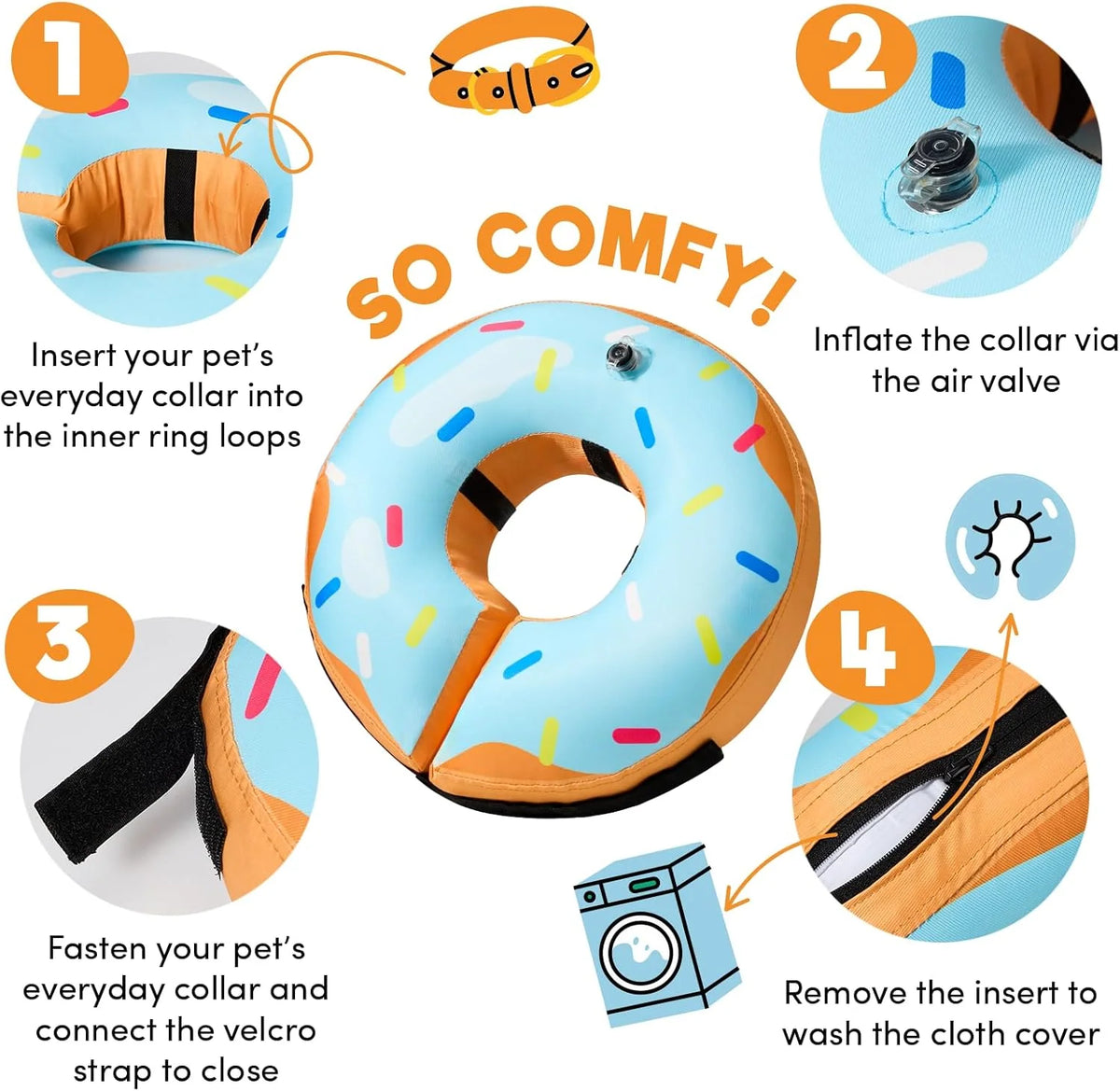 Inflatable Collar Soft Cushioned Inner Loop & Air Valve