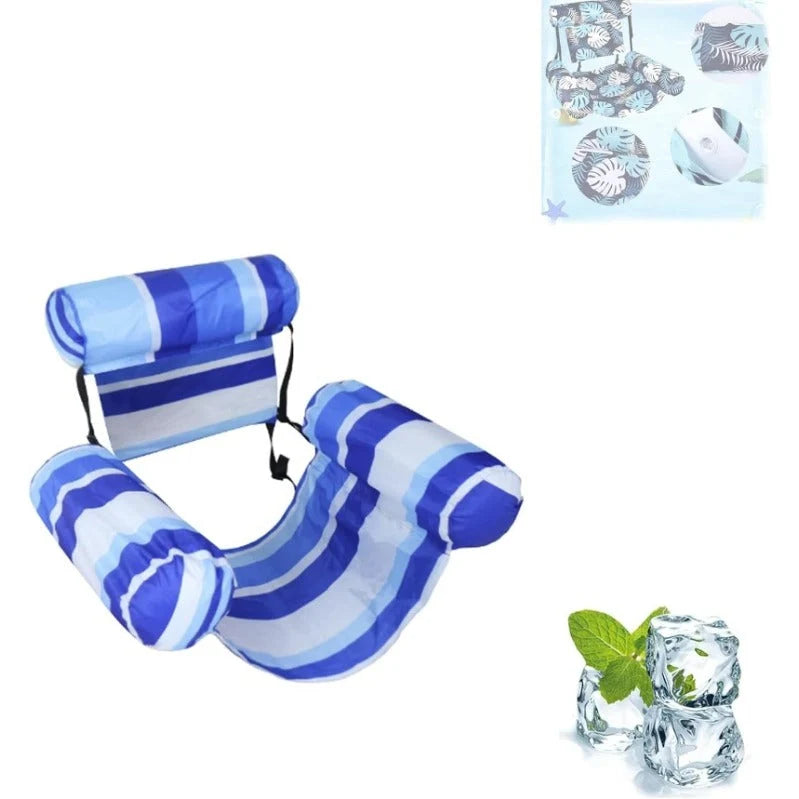 Inflatable Pool Lounger Three-Chamber Cooling Mesh Seat