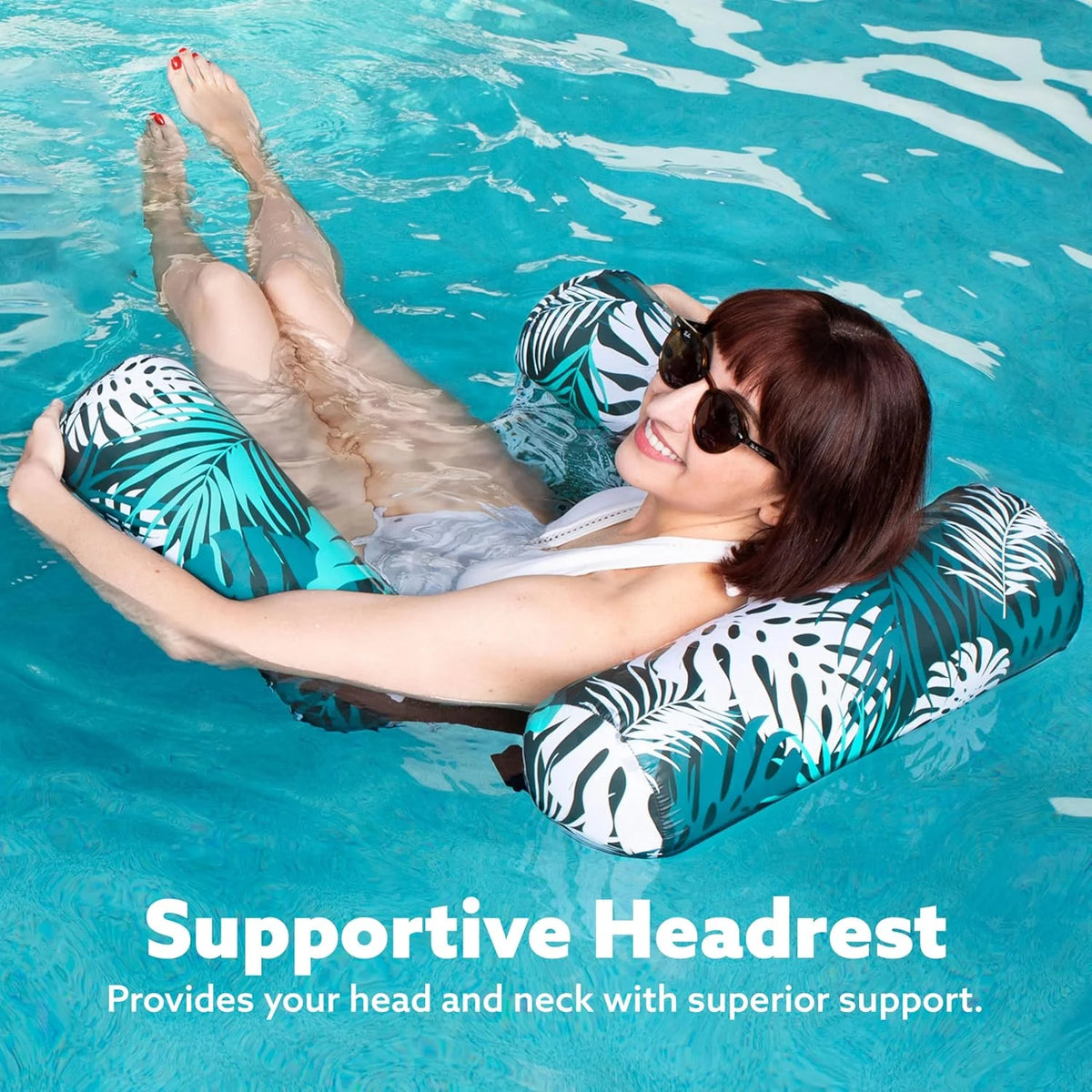 Inflatable Pool Lounger Three-Chamber Cooling Mesh Seat