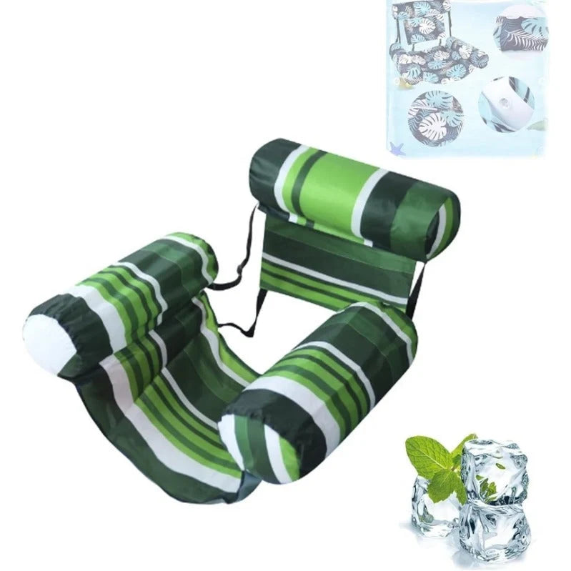 Inflatable Pool Lounger Three-Chamber Cooling Mesh Seat