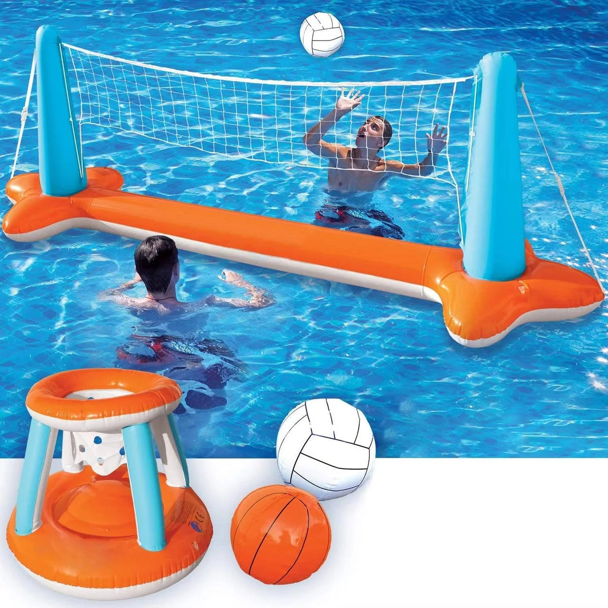Inflatable Pool Net 2-in-1 Volleyball & Basketball
