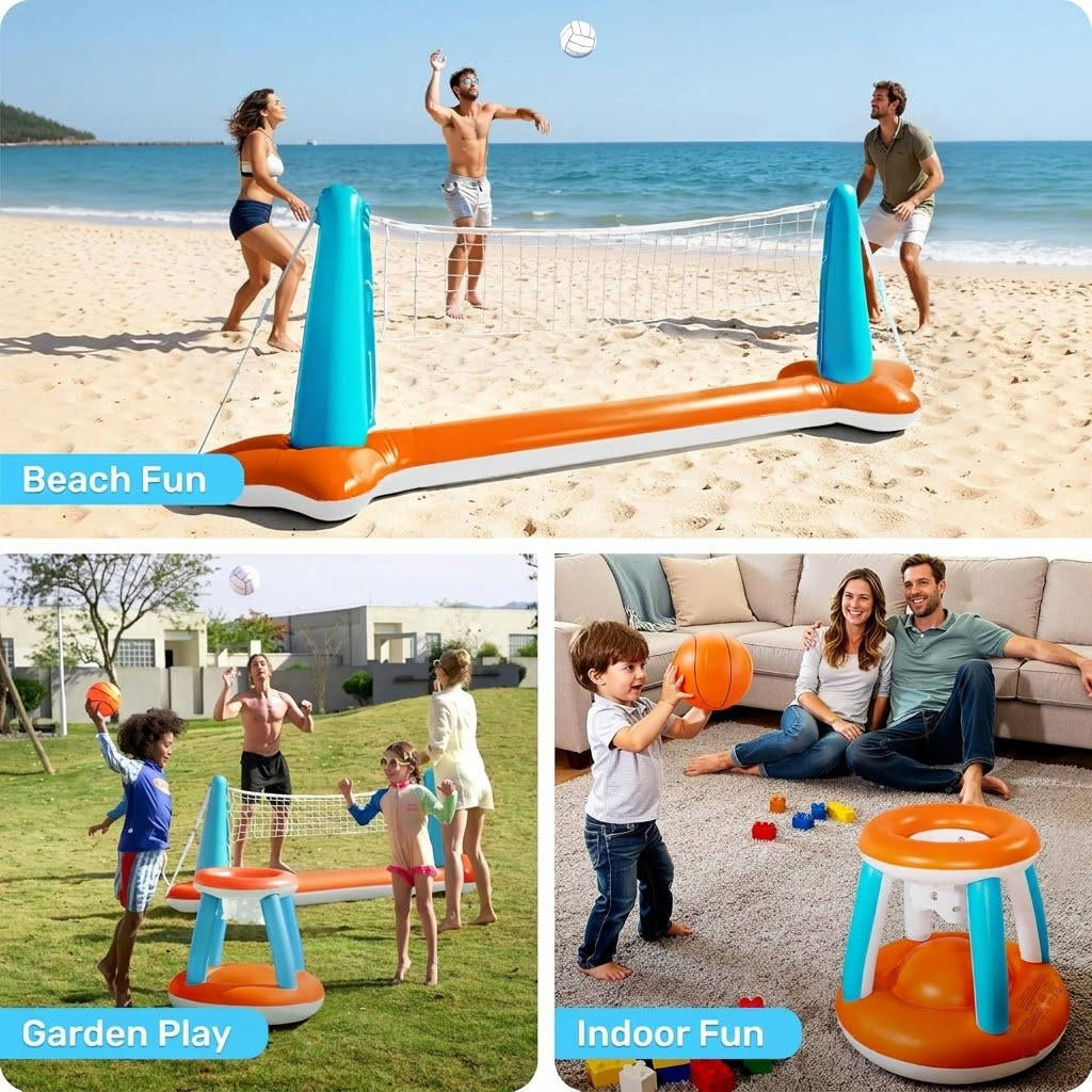 Inflatable Pool Net 2-in-1 Volleyball & Basketball