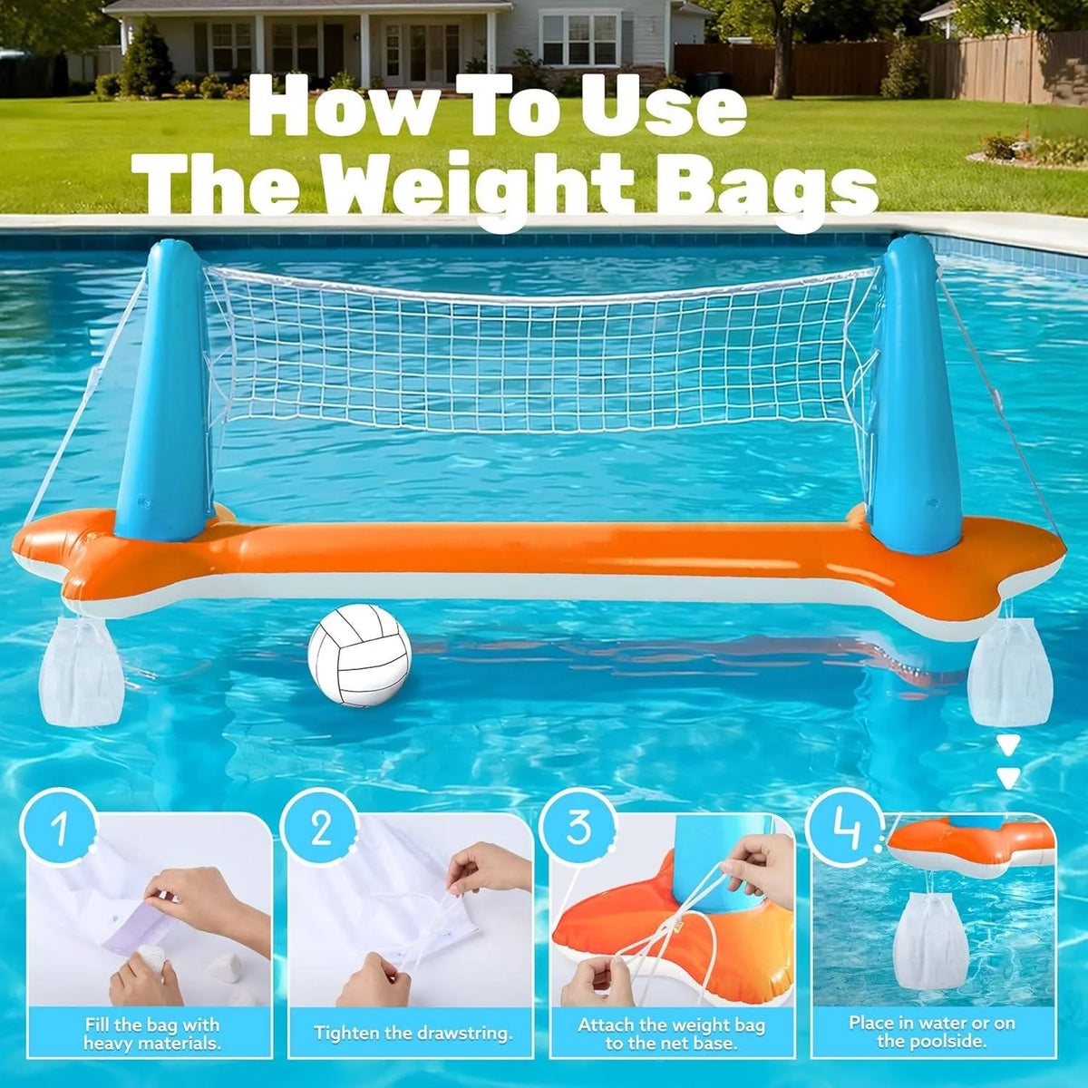 Inflatable Pool Net 2-in-1 Volleyball & Basketball