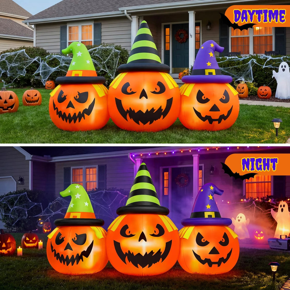 Inflatable Pumpkin LED Lights & Built-In Blower Water-Resistant