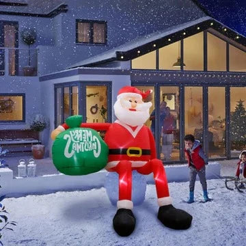 Inflatable Santa Climbing Design Built-In LED 8 Ft