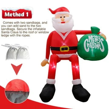 Inflatable Santa Climbing Design Built-In LED 8 Ft