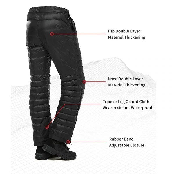 Insulated Down Pants 700 Fill Power Full-Leg Zippers