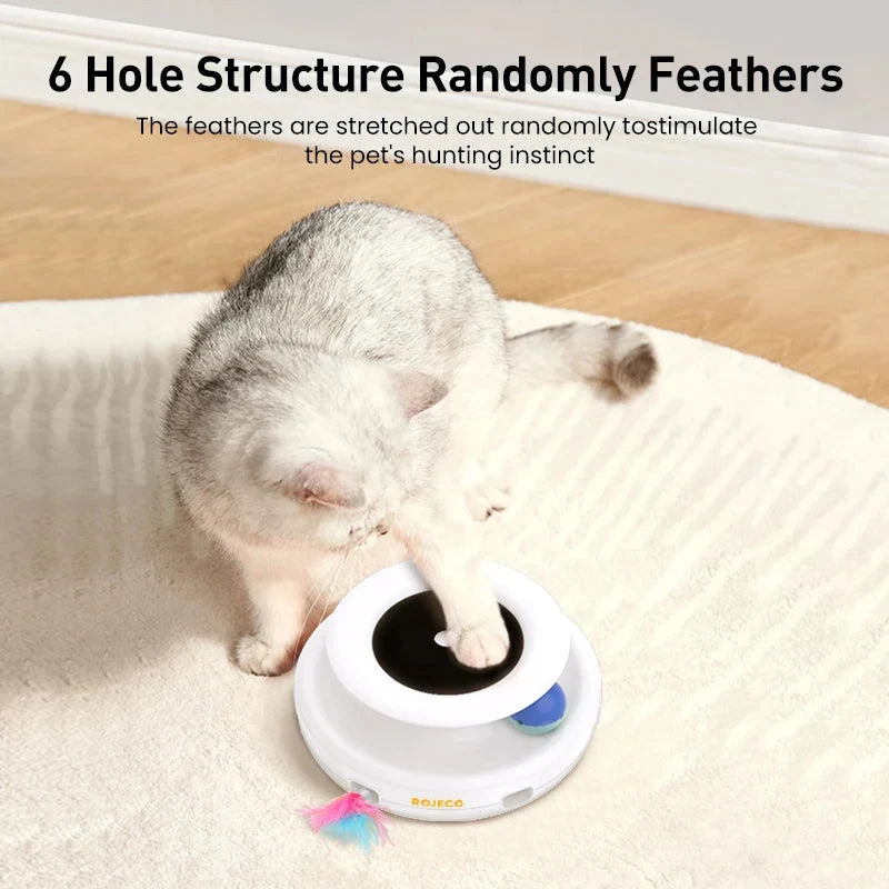 Interactive Cat Toy 2-in-1 Feather Wand & Rolling Ball