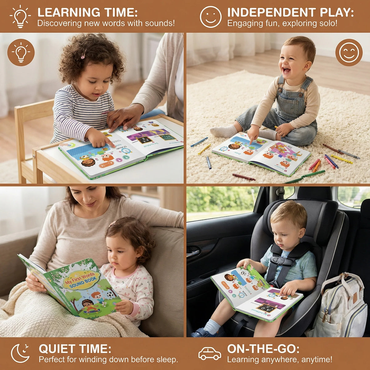 Interactive Sound Book Large Audio Buttons Durable Pages