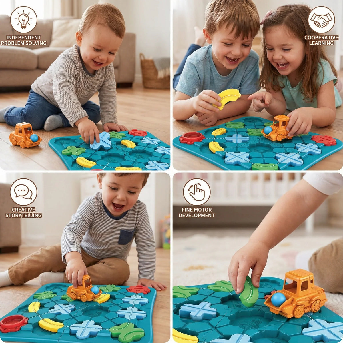 Interlocking Block Puzzle Street Layout & Movable Vehicle