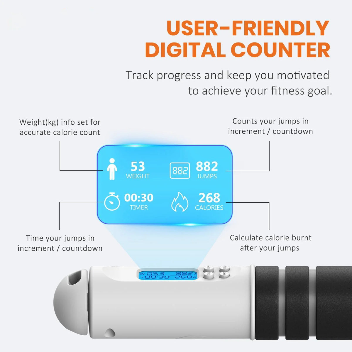 Jump Rope LED Display Jump & Calorie Counter