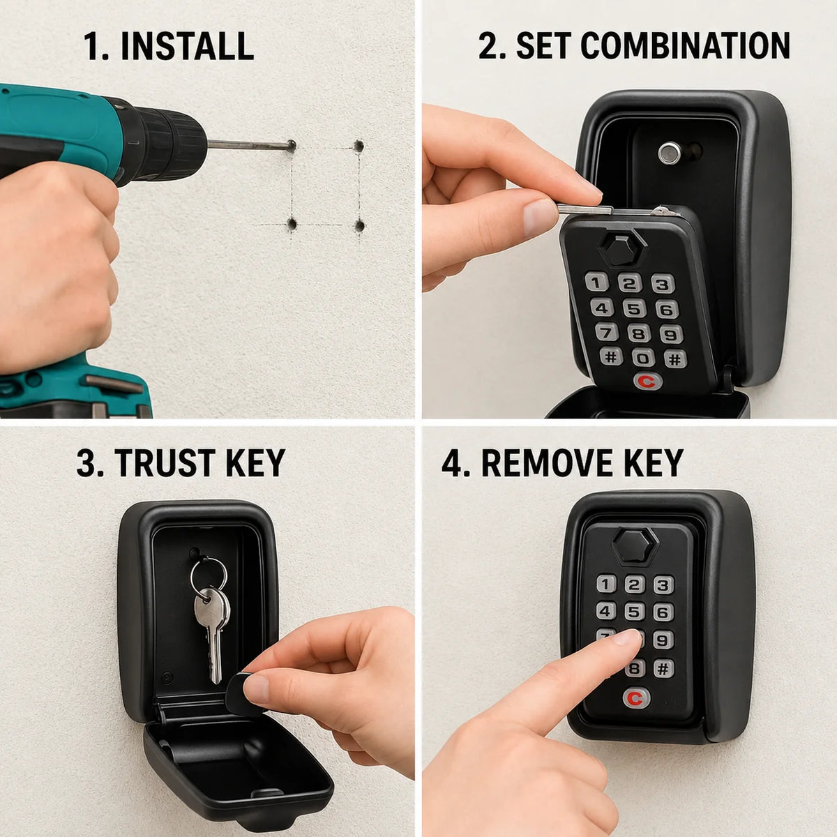 Key Safe Weatherproof Metal Wall Mount Adjustable Combination Lock