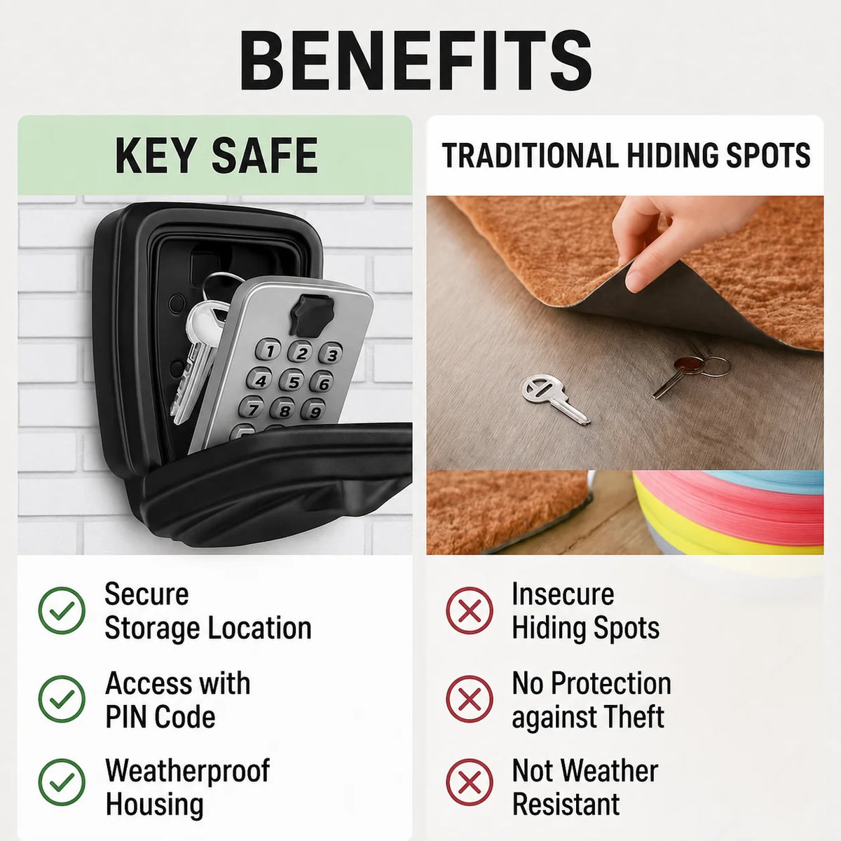 Key Safe Weatherproof Metal Wall Mount Adjustable Combination Lock