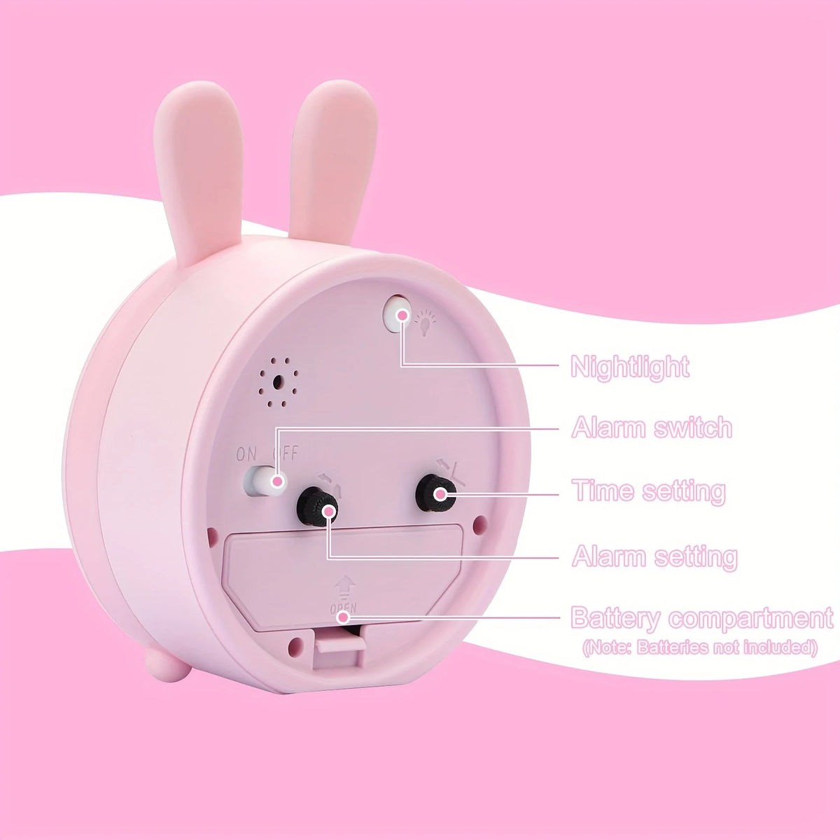 Kids Analog Alarm Clock Silent Movement & Night Light