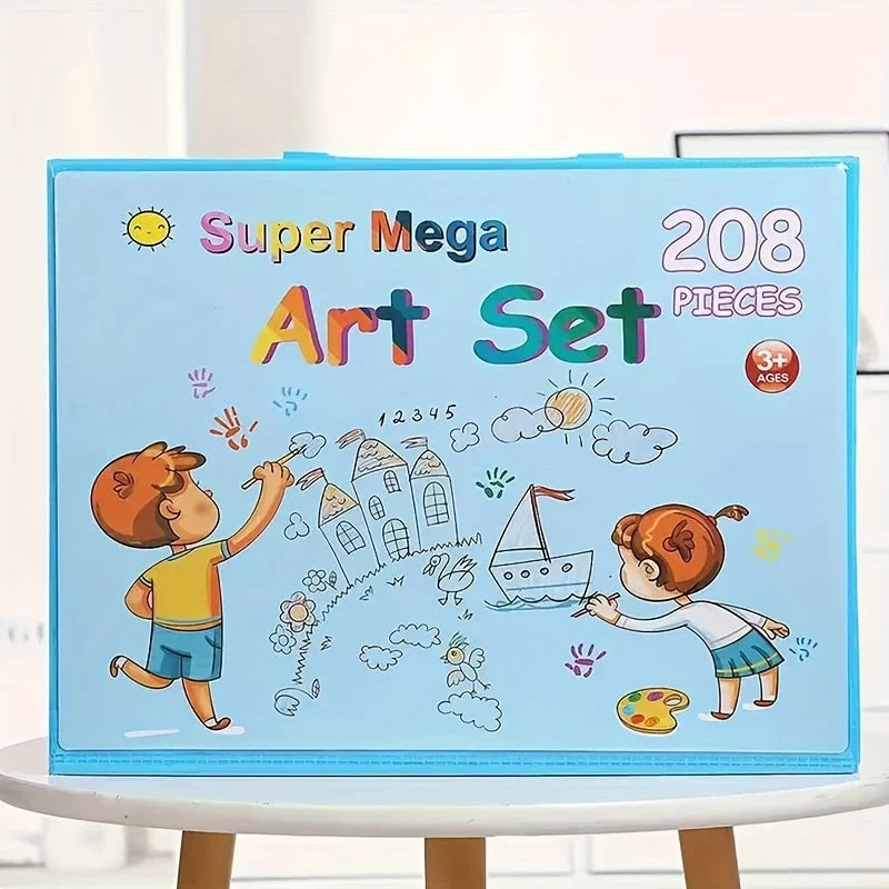 Kids Art Set 208-Piece Fold-Out Painting Board