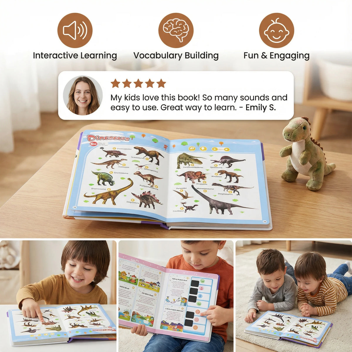 Kids Sound Book Touch-Activated Sound Over 300 Words