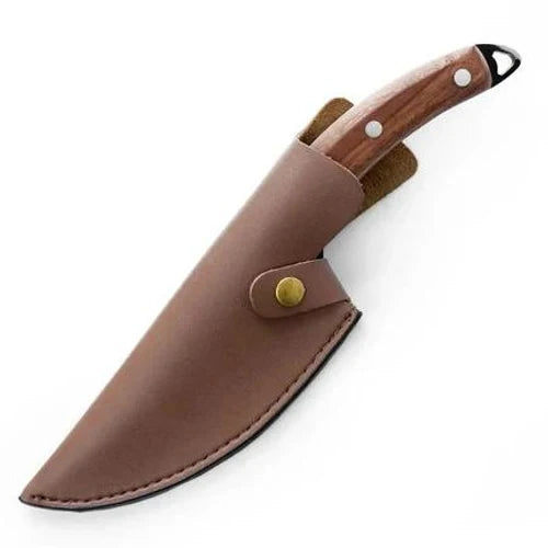 Kitchen Knife Long-Lasting Blade Finger Notch Cherry Wood Handle