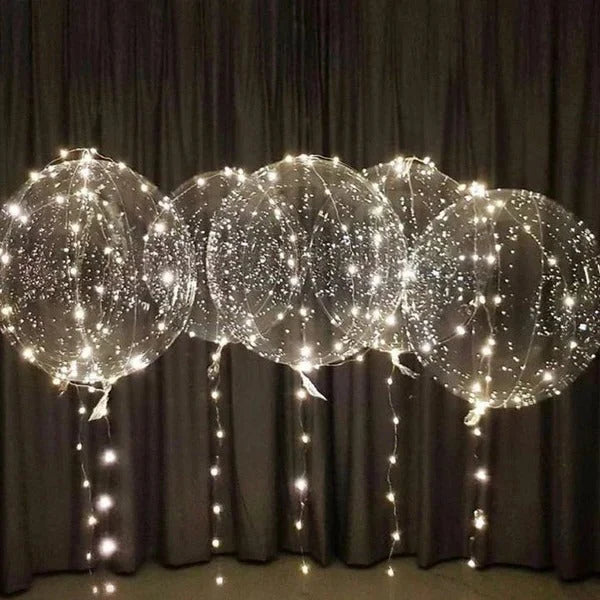LED Balloon Set Color-Changing Lights Reusable Holder Natural Latex