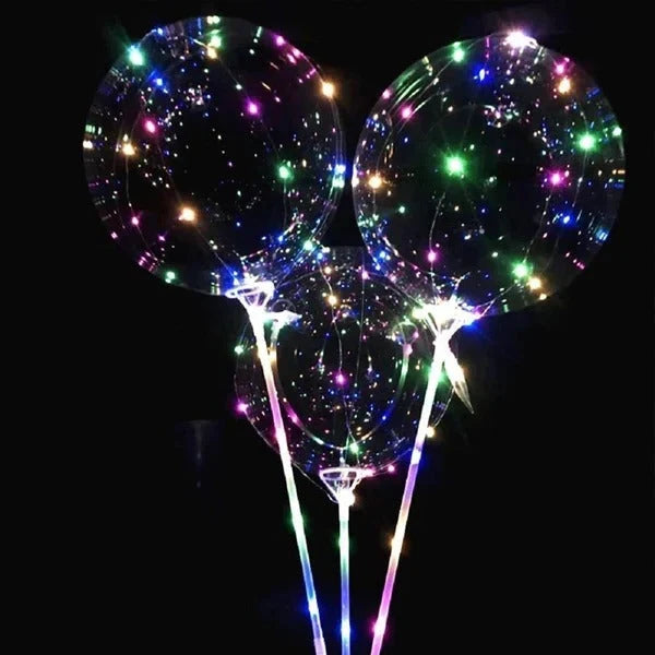 LED Balloon Set Color-Changing Lights Reusable Holder Natural Latex