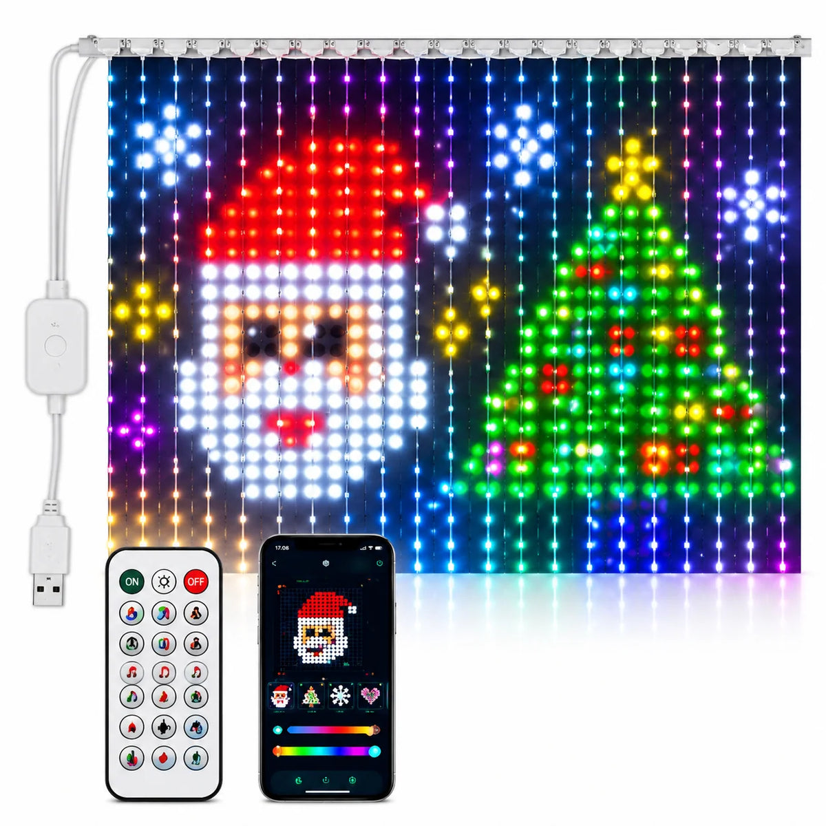 LED Curtain Lights RGB App-Controlled Music Sync