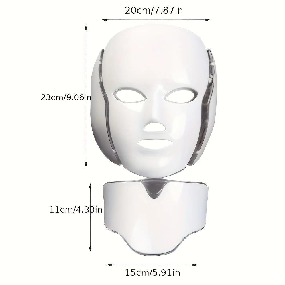 LED Face Mask 7-Color Light Therapy USB Rechargeable