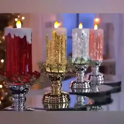 LED Liquid Candle Color-Changing Spinning Glitter USB or Battery-Powered