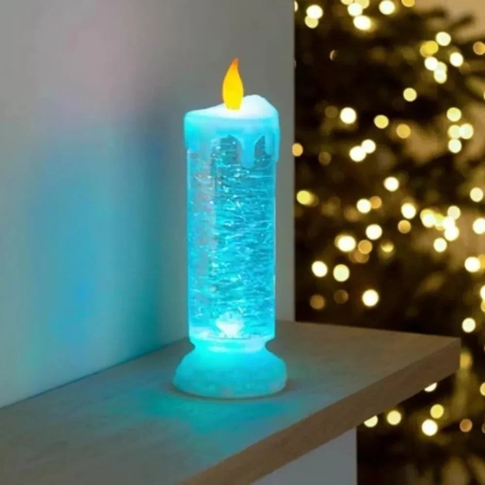 LED Liquid Candle Color-Changing Spinning Glitter USB or Battery-Powered