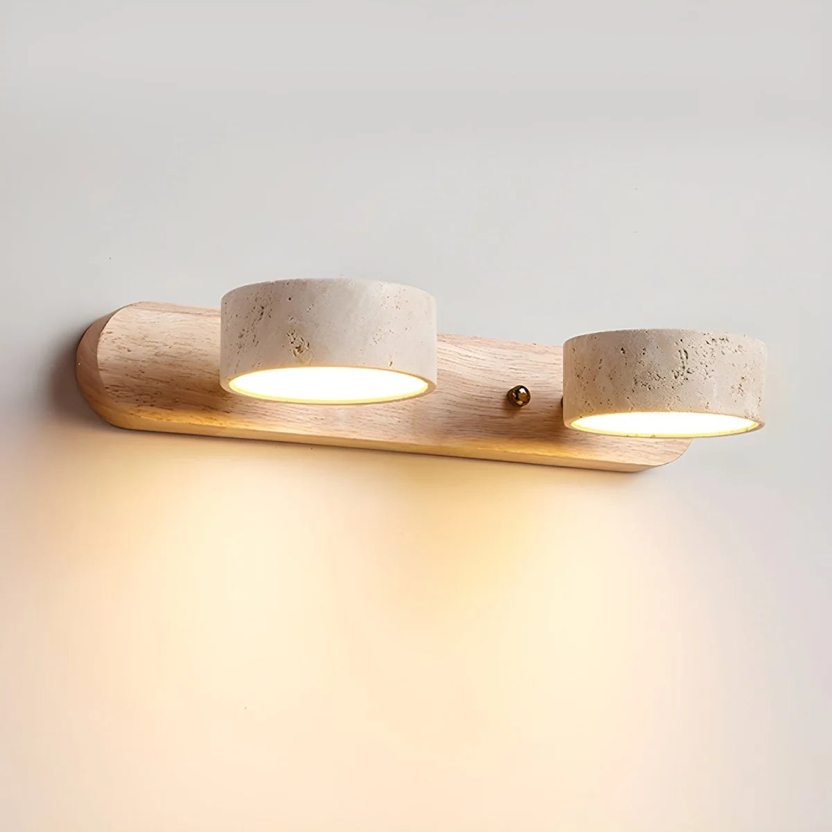 LED Wall Light Travertine Wood Dual Integrated Lighting