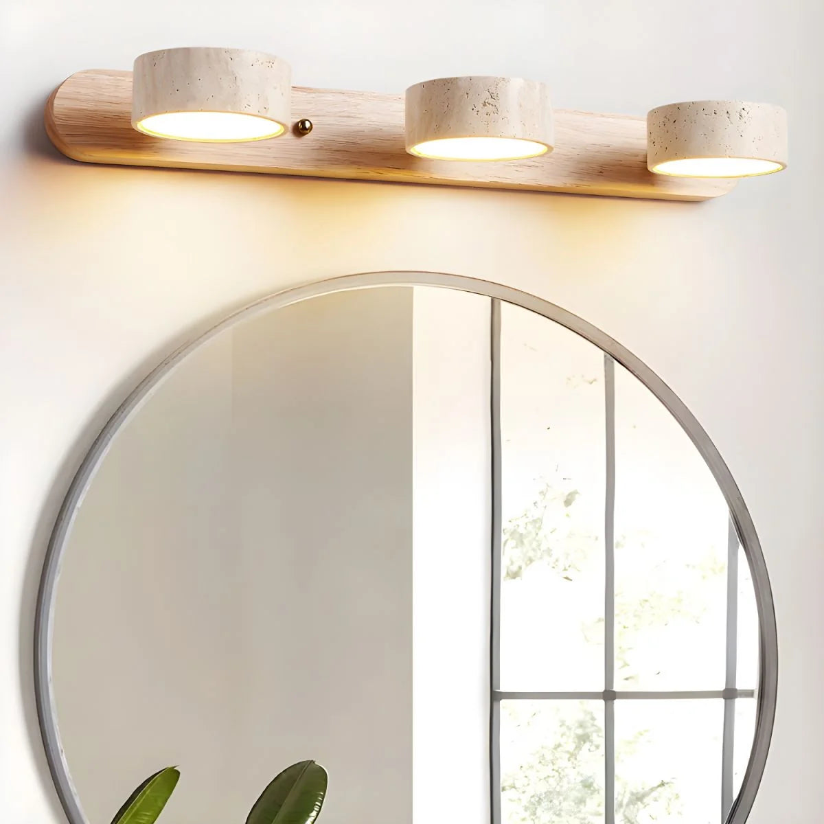 LED Wall Light Travertine Wood Dual Integrated Lighting