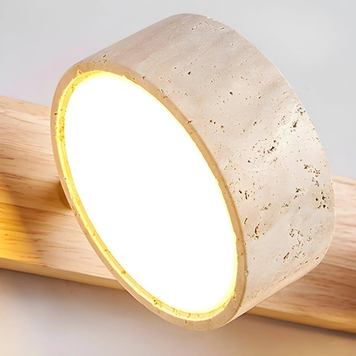 LED Wall Light Travertine Wood Dual Integrated Lighting