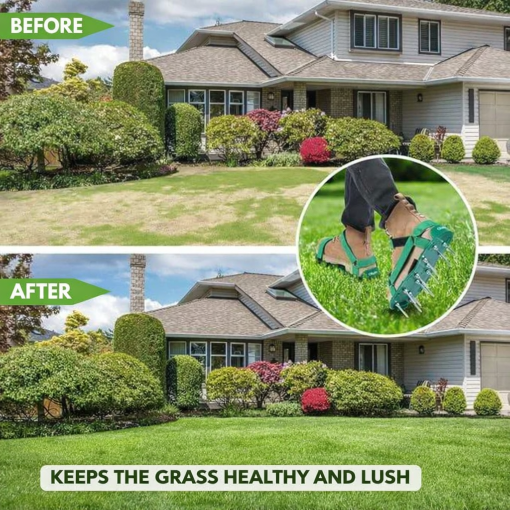 Lawn Aerator Shoes Adjustable Straps Metal Spikes