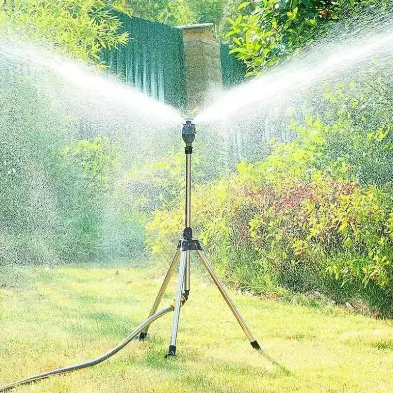 Lawn Sprinkler 360-Degree Rotating Head Adjustable Tripod Height