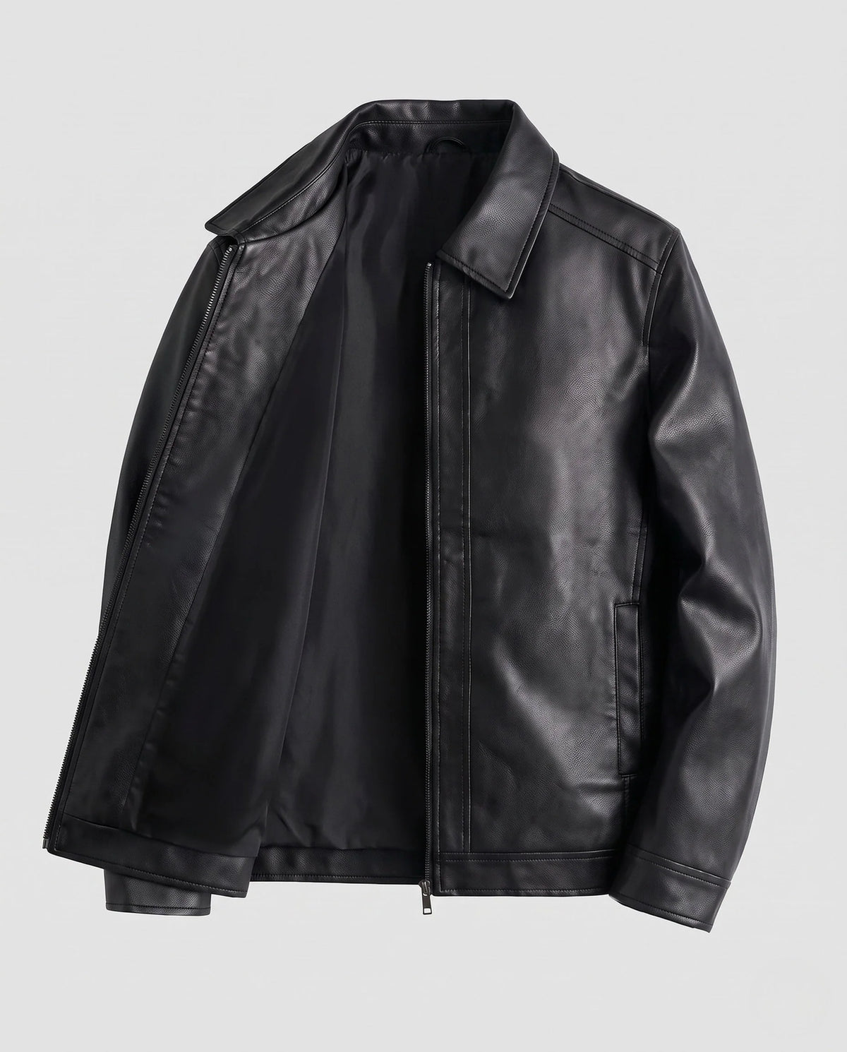 Leather Jacket Modern Fit Practical Pockets