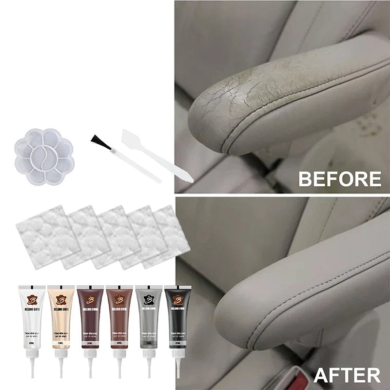 Leather Repair Kit 6-Color Paste Brush & Spatula Water-Resistant