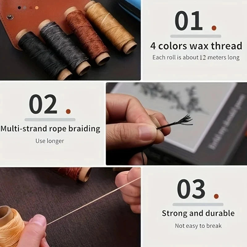 Leather Repair Sewing Kit Waxed Thread & Precision Needles