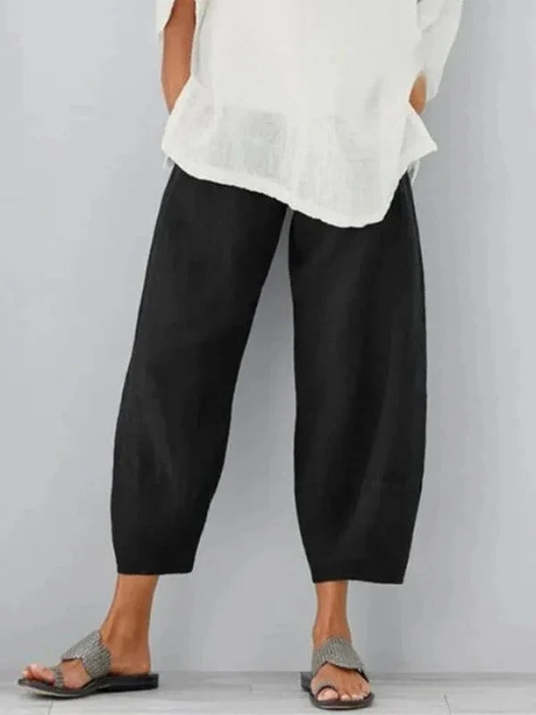 Linen Pants 100% Linen Relaxed Straight Leg Drawstring Waist